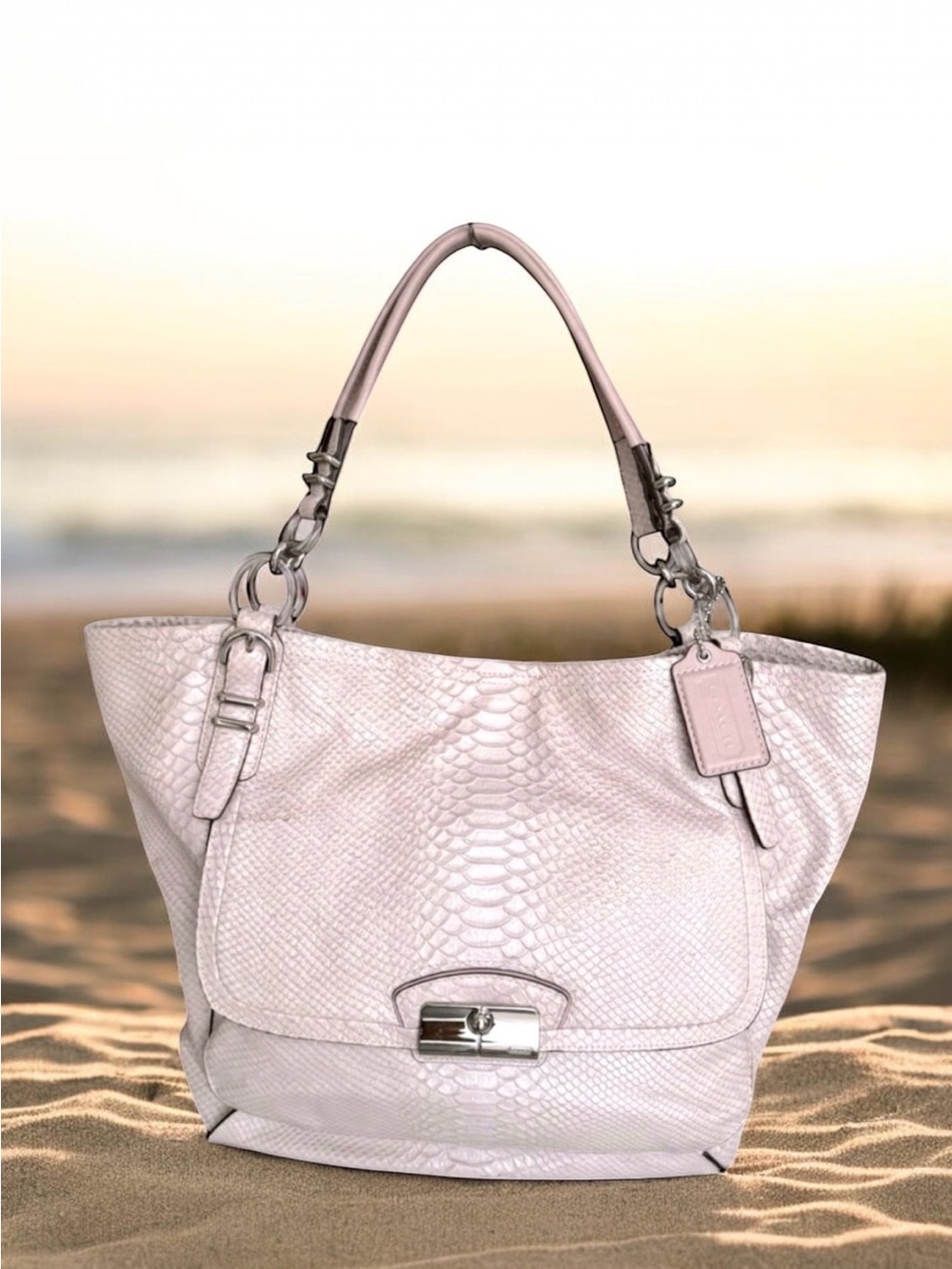 🆕 Coach Kristin Python Large Tote Shoulder Bag Snakeskin